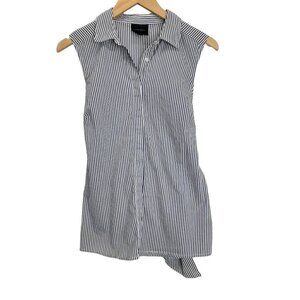 ALEX Marie Button-Up Tank Top w/ Waist Tie & Bow